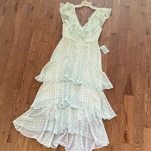 Elegant Blue Ruffled Dress